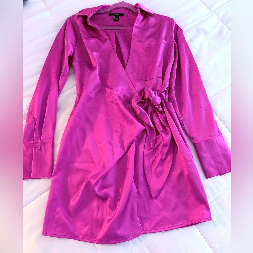 Forever 21 Pink Satin Wrap Dress